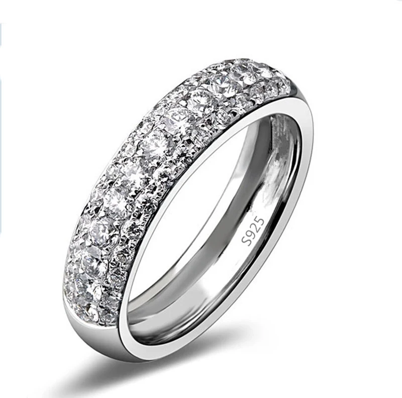 

Luxury Silver Rings For Women And Men Charm Full Clear Crystal Wedding Engagement Unisex Rings Top Quality