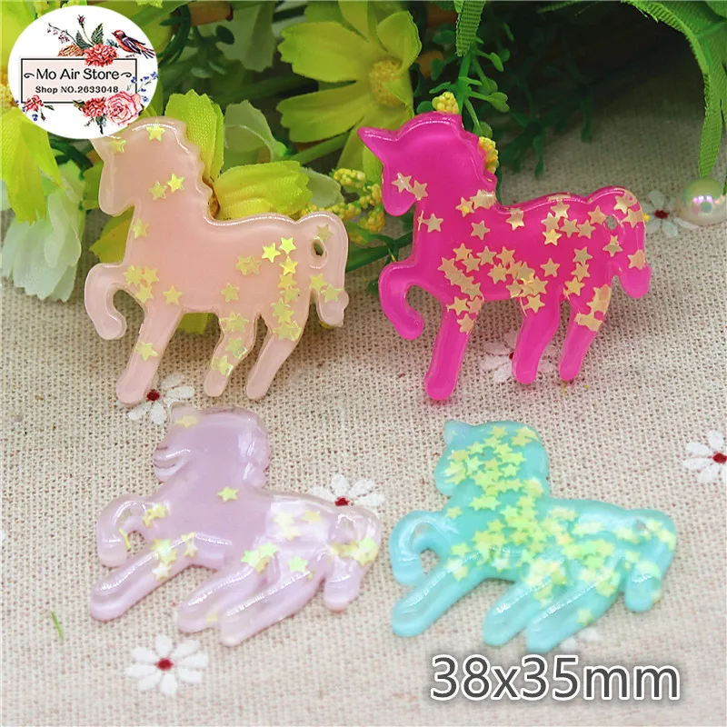 10 шт. каучуковый разноцветный милый Единорог со звездой Кабошон Художественное