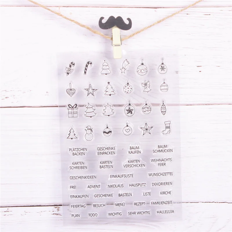 Рождественская елка немецкие слова Снеговик прозрачный чистый силикон