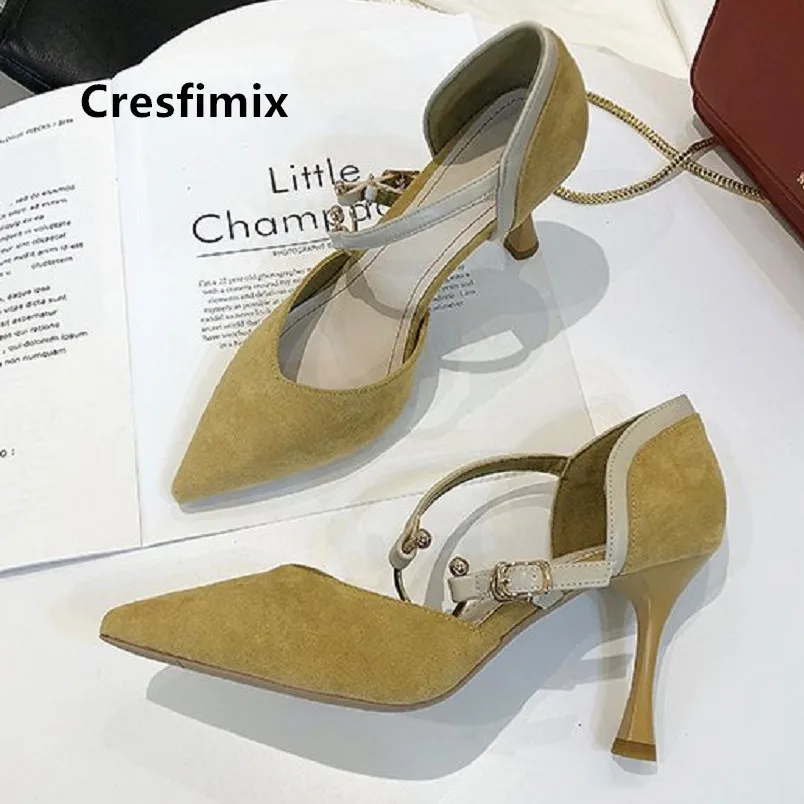 Туфли-лодочки Cresfimix женские классические на высоком каблуке из флока