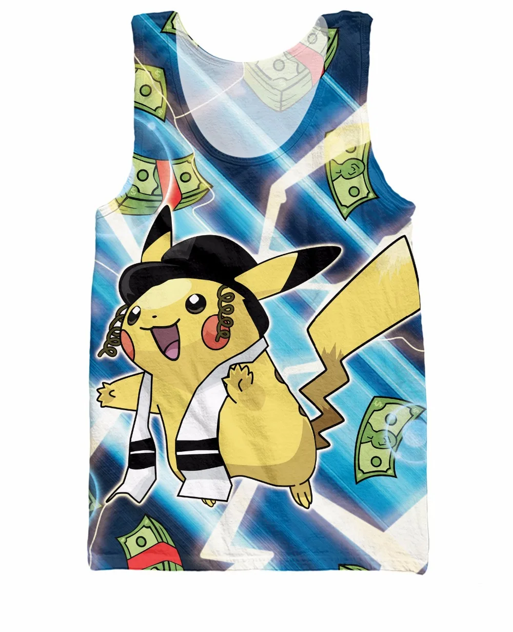 Майка Pikajew футболка с персонажами из аниме Pokemon Pikachu майка в летнем стиле