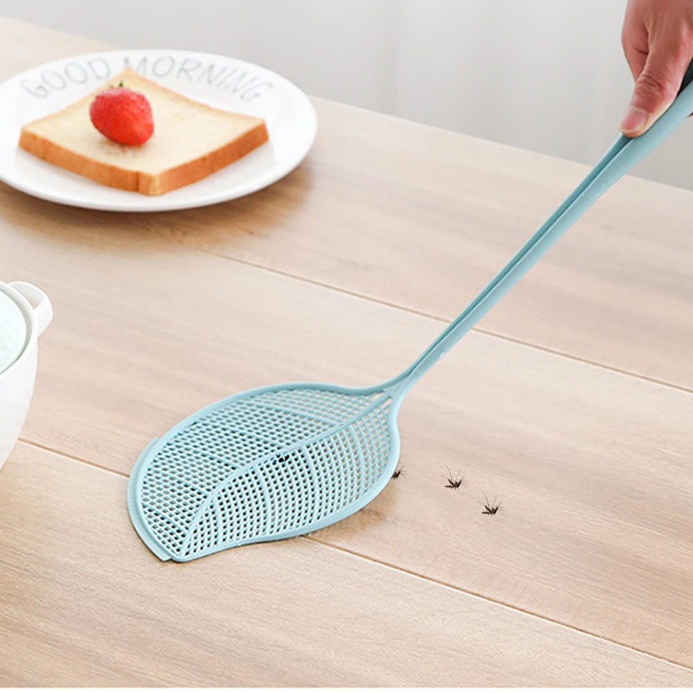 Plastic Fly Swatter Anti Mosquito Durable Pest Control Trap Killer Manual Repellents Long Handle Insect With Dustpan Household