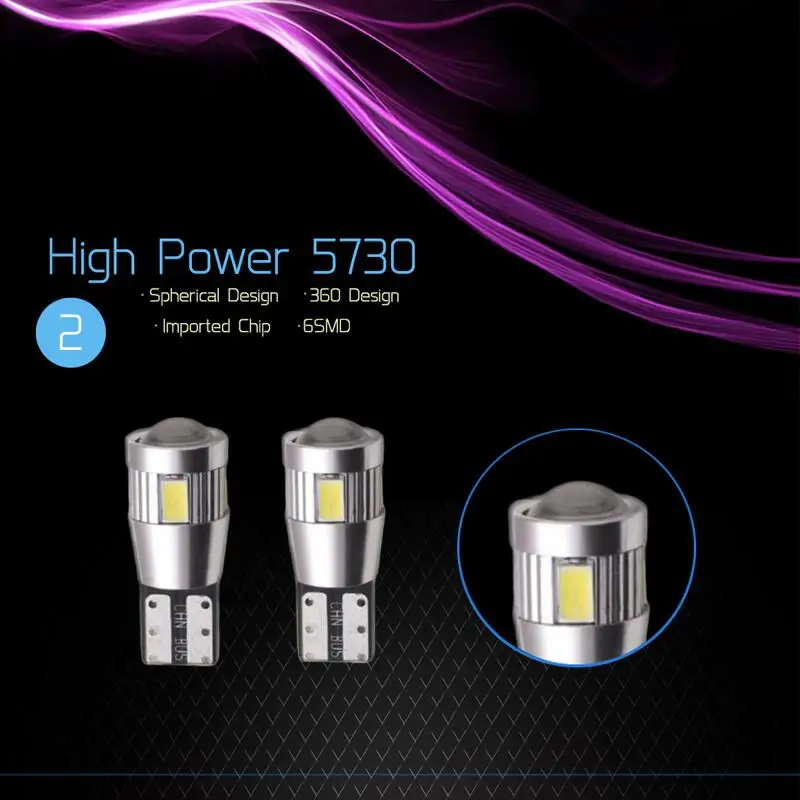 T10 Canbus светодиодный сигнальный фонарь для автомобиля 6SMD W5W 194 168 12V Светодиодный