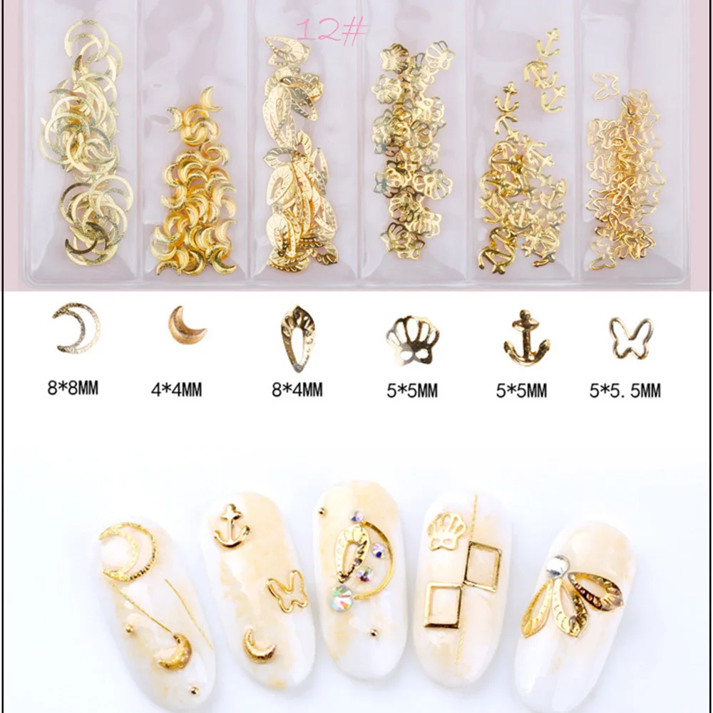 1 сумка Золотой Серебряный ноготь металла шпильки Sea Shell Морская звезда