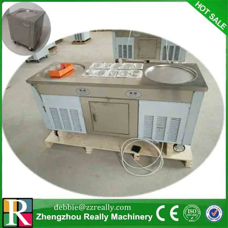 Free extra shovel R410a Commercial double pan fry ice cream machine making rolls fried price | Бытовая техника