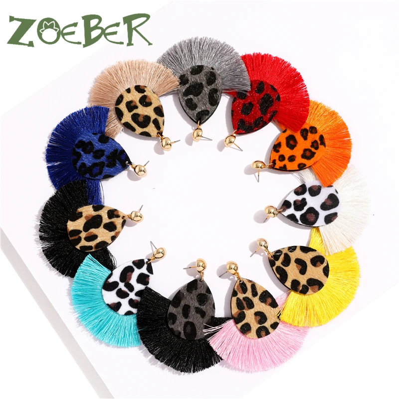 Богемные леопардовые Висячие серьги бисквитные круглые полимерные