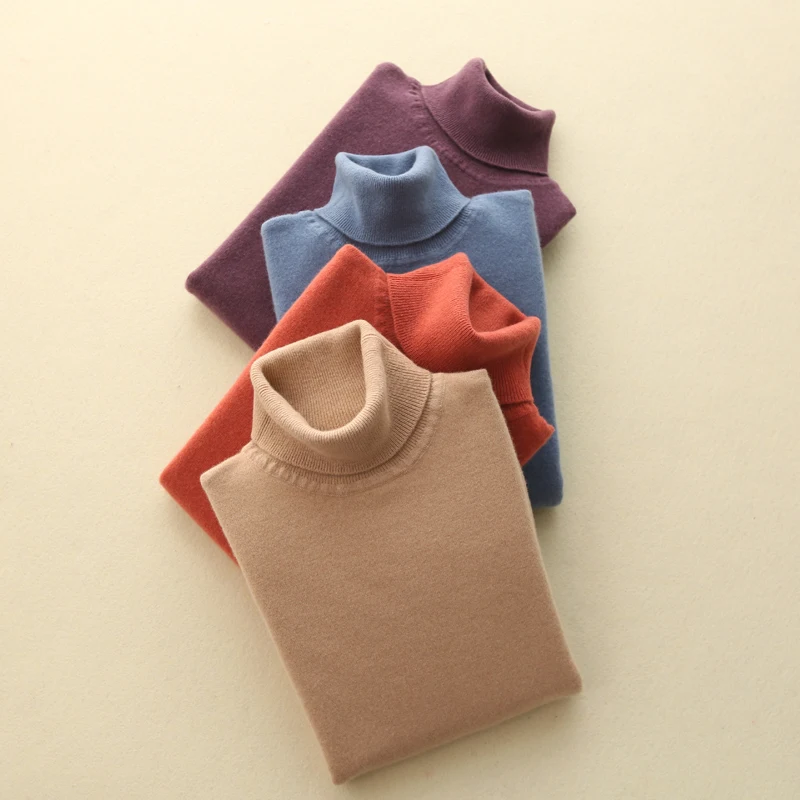 

BELIARST Autumn and Winter New Women's Sweater High Lapels Pure Wool Short Sweater Bottoming Pullover Slim Cashmere Sweater
