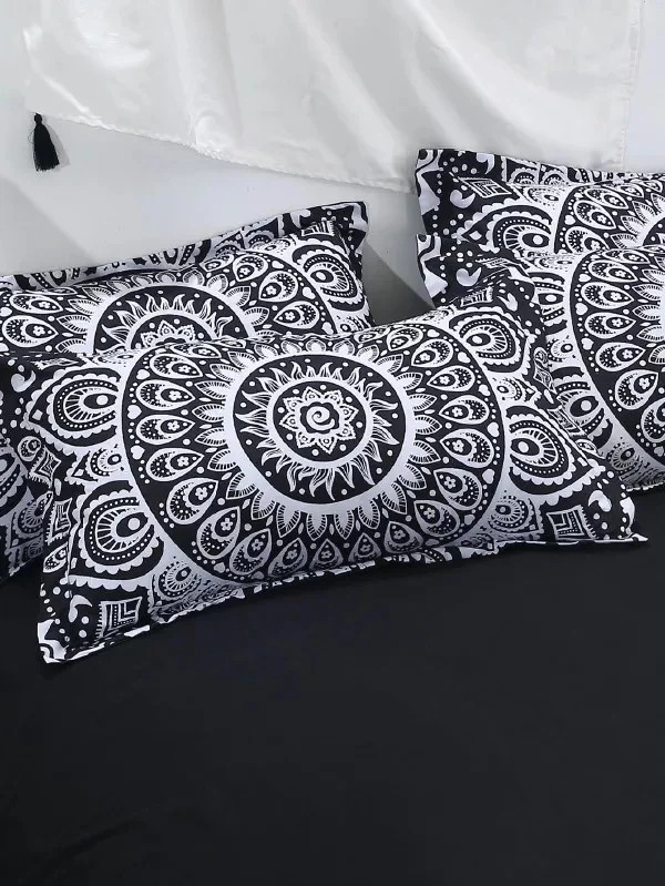 New Tribal Flowers Mandala 3 pieces Duvet Cover Set &amp Pillowcases White Bedding Bed linens | Дом и сад