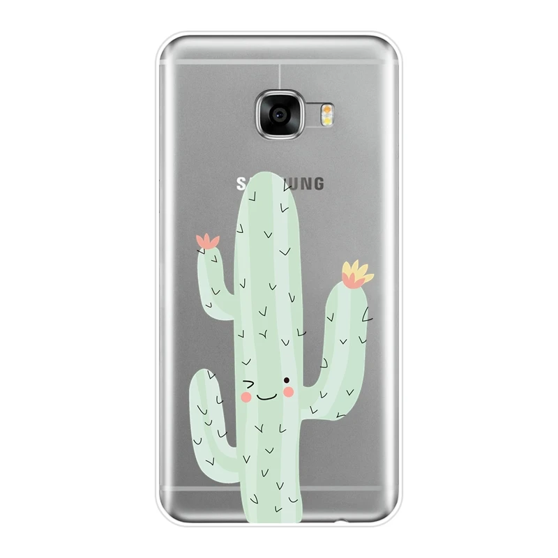 Чехол для телефона Samsung Galaxy C5 C7 C8 мягкий силиконовый кактус Флора милый цветок