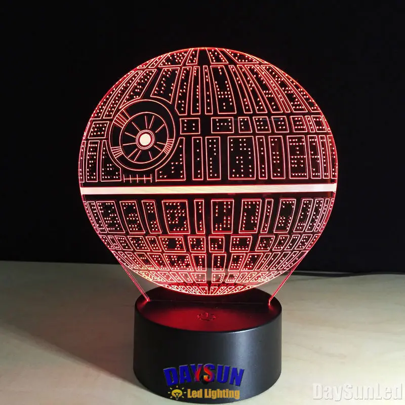 Лидер продаж 2016 года Star Wars Death 7 цветов 3d светодиодный ночник все Цвет Flash в свою