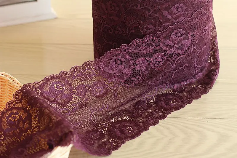Широкая эластичная кружевная отделка глубокого пурпурного цвета, ручной работы, шириной 17 см, 2 ярда в упаковке, для украшения волос и нарядов свадебных платьев и юбок.
