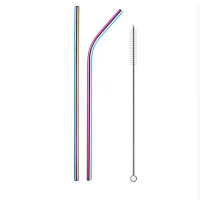 multicolor 2X1PCS Экологически чистая соломинка из нержавеющей стали многоразовая щетка для чистки соломы набор из нержавеющей стали металлическая соломинка семья - Цвет: multicolor 2X1PCS