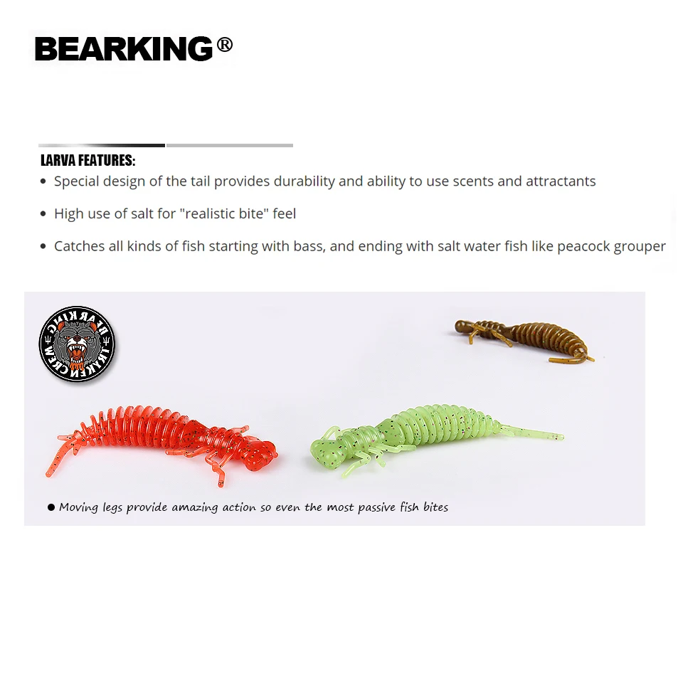 Мягкие приманки личинки BEARKING 6 2 см 1 г 8 шт./пакет искусственные силиконовые для