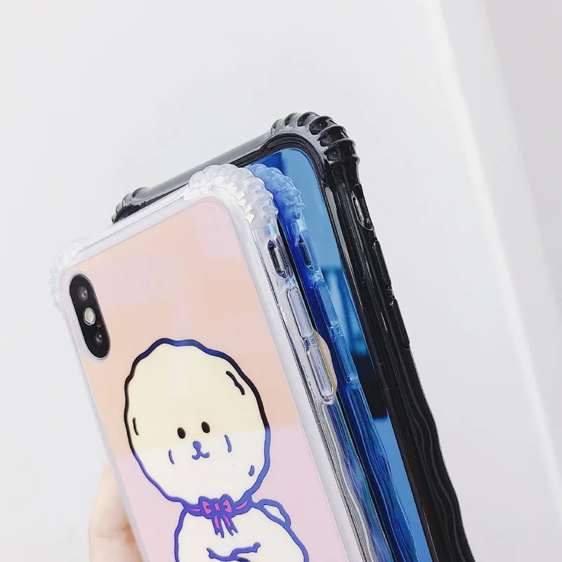 EVANKALX 4 angle Anti-knock Case for iPhone 7 X Blue light Dog Back Cover Phone Cases For 6 6S 8Plus |