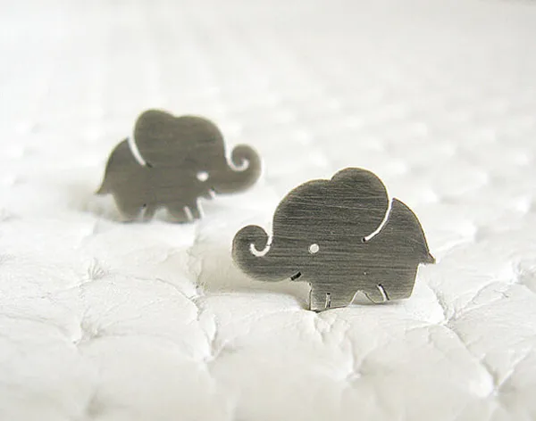 Новый стиль хиппи милый серебряный цвет крошечные слон серьги Бохо животное