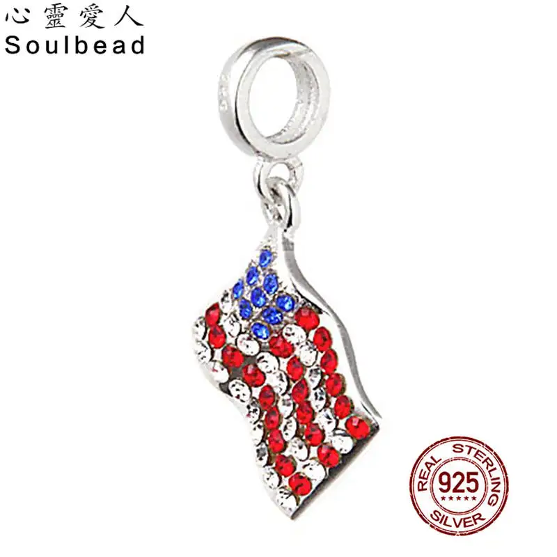 Подвеска с флагом США Soulbead Стразы подвеска хрустальные бусины серебро 925 пробы