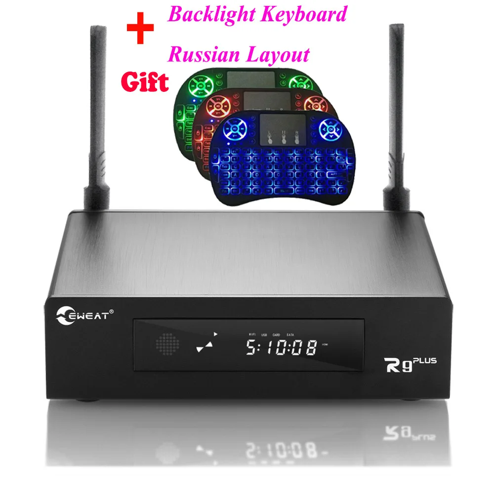 add Blacklit Russian 2 Гб 16 Гб EWEAT R9 Plus ТВ приставка Android 6,0+ OpenWRT(NAS) Realtek RTD1295 2,4G/5G wifi Bluetooth медиаплеер+ беспроводная клавиатура - Цвет: add Blacklit Russian