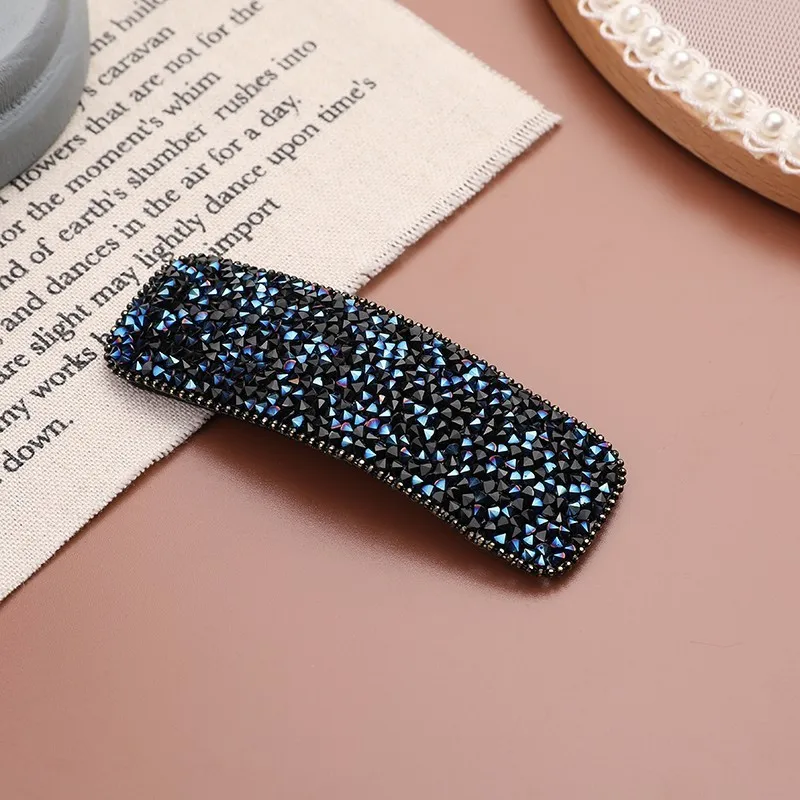 Square Blue Модная полная заколка для волос с кристаллами корейские квадратные капельки женские заколки для волос заколки аксессуары для волос ювелирные украшения для девочек головные уборы - Окраска металла: Square Blue