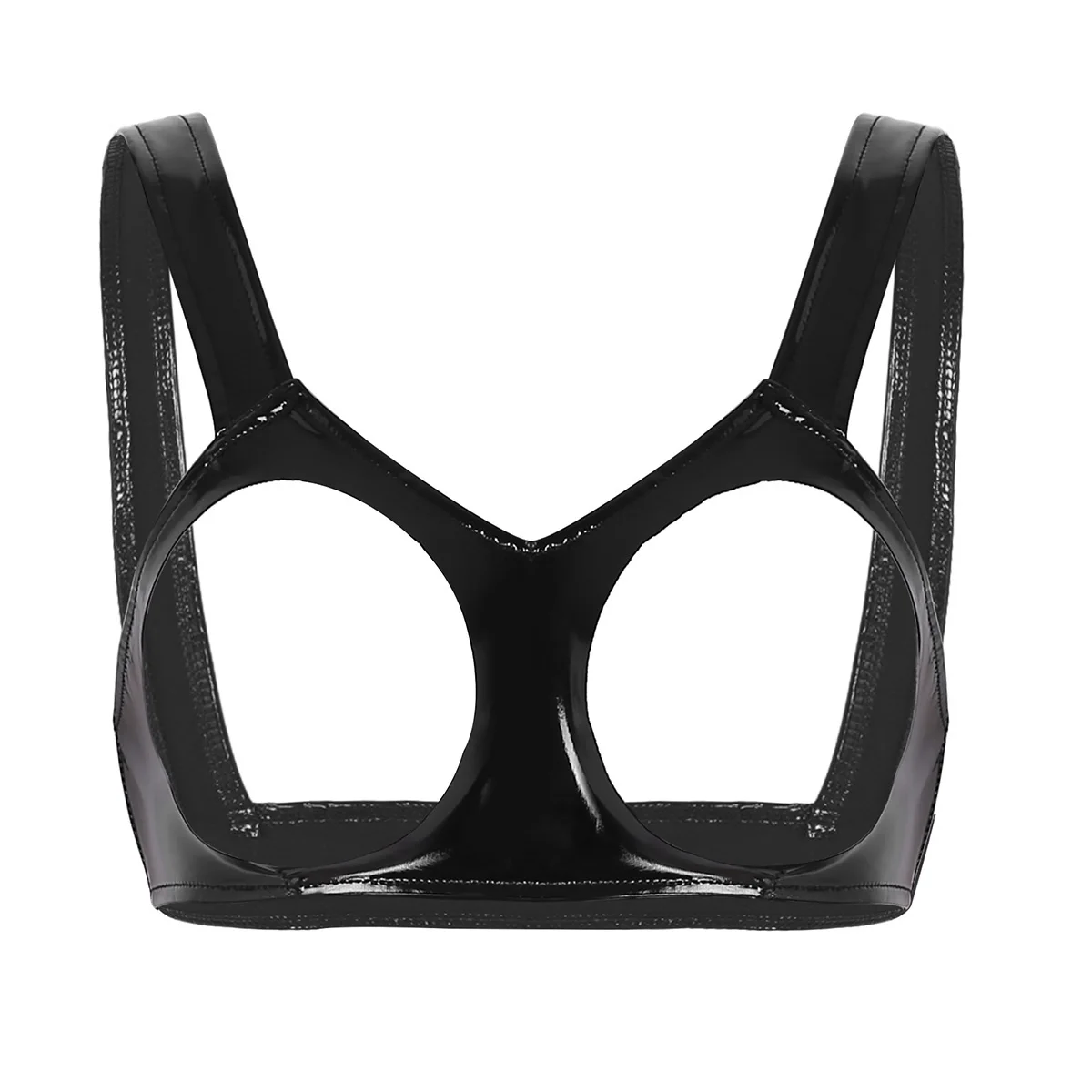 Женские открытые чашечки, бюстгальтер, Топ для женщин, s, v-образный вырез, нижнее белье, Wetlook, искусственная кожа, без рукавов, обнажает грудь, бикини, топы для девушек, нижнее белье