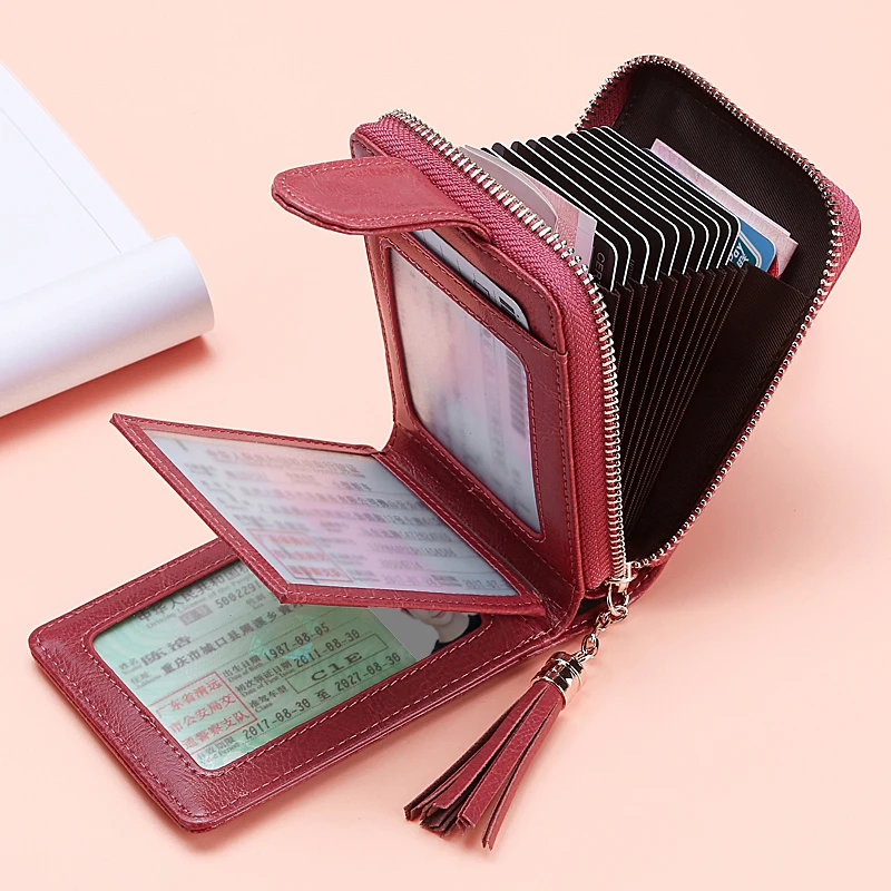 Бренд MAIWEINI для мужчин и женщин из натуральной кожи RFID на молнии держатель