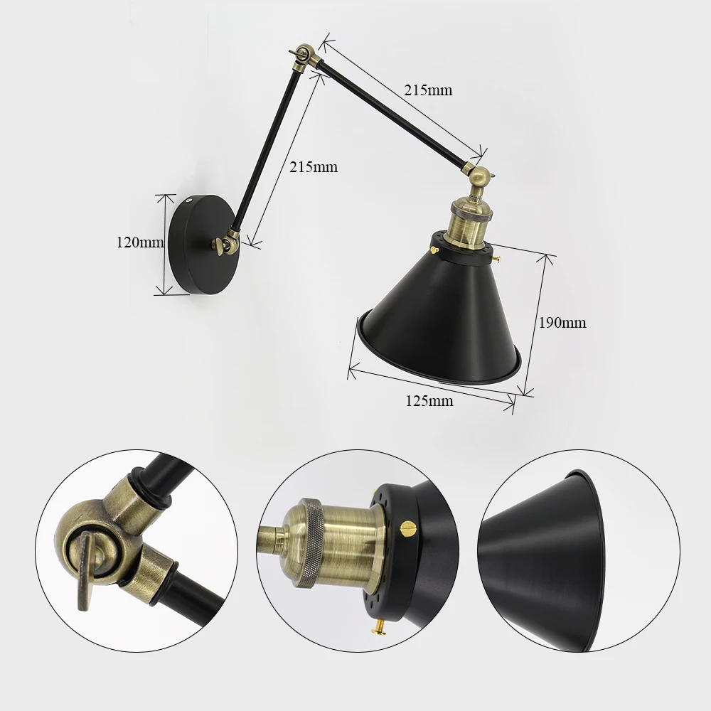 

Adjustable Swing Arm Retro Indoor Mounted Wall Light Lamp e27 e26 Led Fancy Wall Hanging Ceiling Lights For Living Room Bedroom
