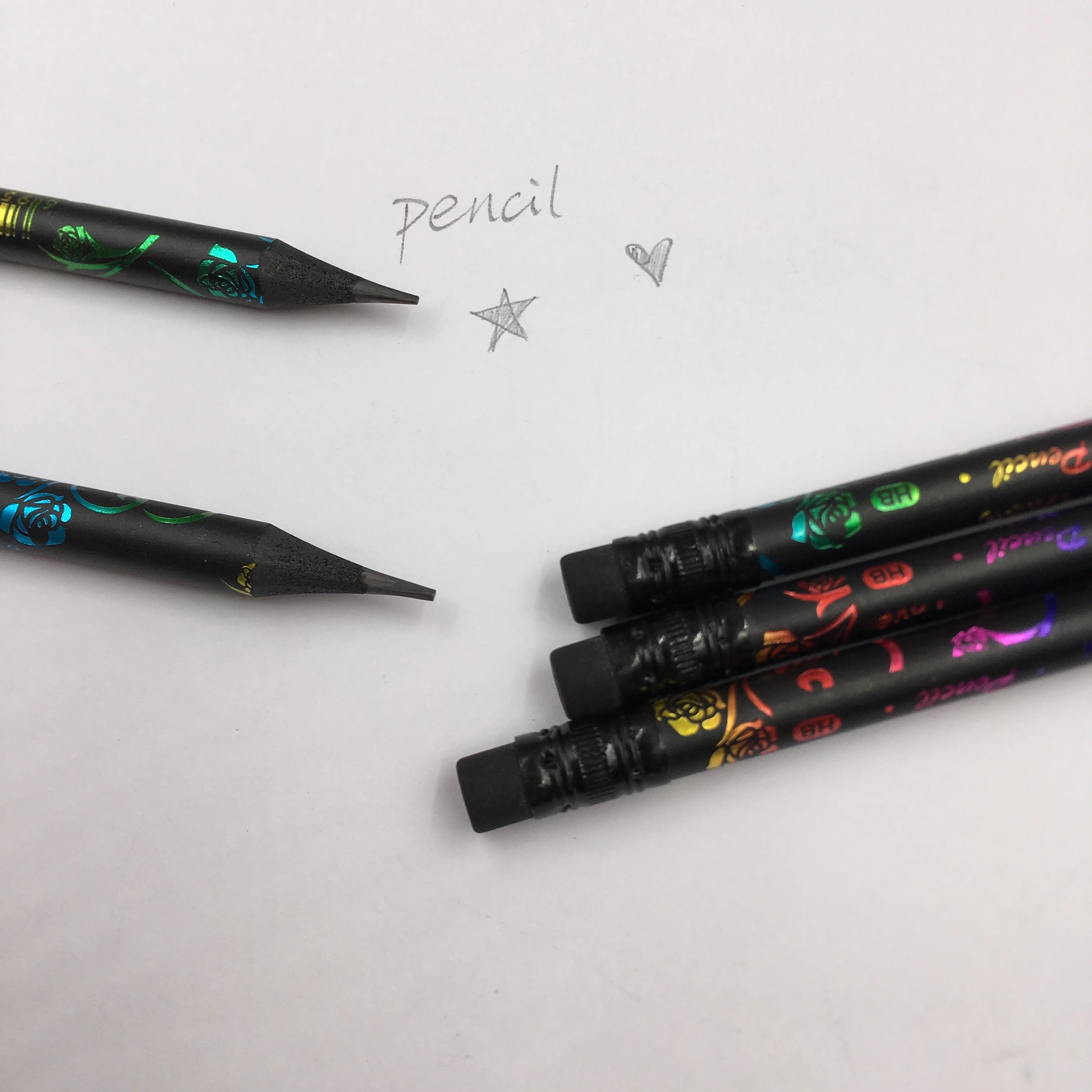 12 pcs/lot DIY Cute Plastic Black refilled Durable HB Painting Drawing Pencil Diamond Earsers For Office and school supplies