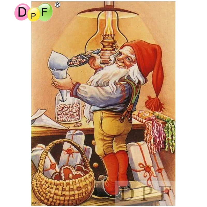 DPF Алмазная вышивка гномик пакет подарок 5D картина вышитая бисером neendlework дома