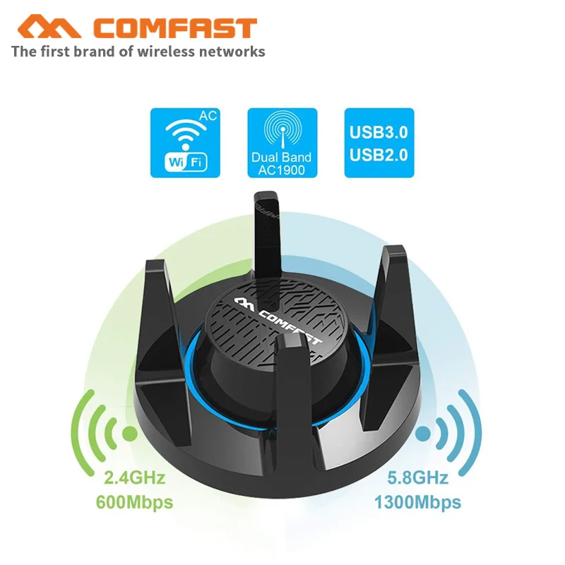 COMFAST 1900 Мбит/с гигабит USB3.0 беспроводная WiFi игровая сетевая карта Двухдиапазонная AC1900 2,4/5 ГГц WiFi адаптер Антенна для Windows Mac