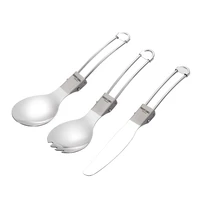 rover camel pure titanium folded spoon spork knife with opener flatware cutlery outdoor tableware