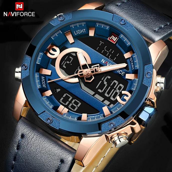 NAVIFORCE Модный Топ бренд мужские спортивные часы кожаные армейские военные