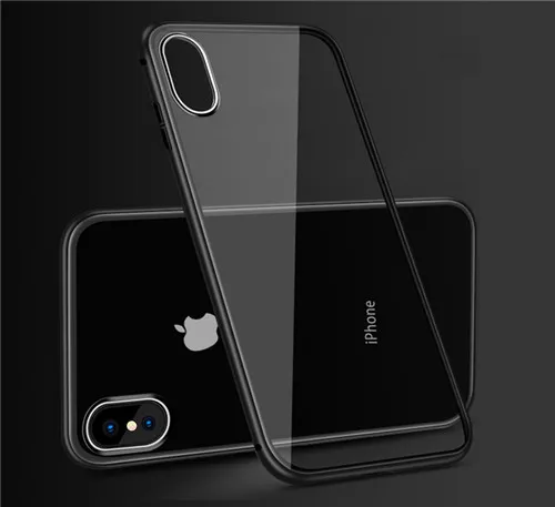 Transparent black 360 магнитный чехол для iPhone 11 Pro XS 8 7 6 металла Стекло Крышка для samsung S10 5G S9 S8 Note 9 S7 край A7 A30 A70 A50 чехол - Цвет: Transparent black