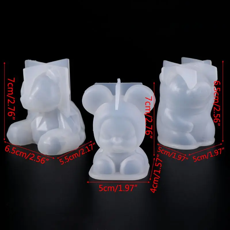 Силиконовые формы зеркало 3D пресс-формы "сделай сам" для изготовления ювелирных изделий украшения торта Fondant(сахарная) эпоксидной Изделия из смолы со Свинкой для малышей, с милым медведем Цепочки и ожерелья Pendan