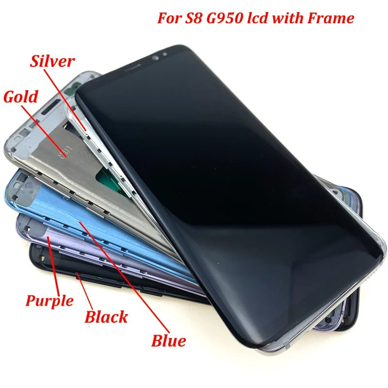S8 AMOLED ЖК-дисплей для samsung Galaxy S8 Plus G950F G955F ЖК-дисплей с рамкой сенсорный экран сборка Замена ЖК-дисплей фиолетовый/B