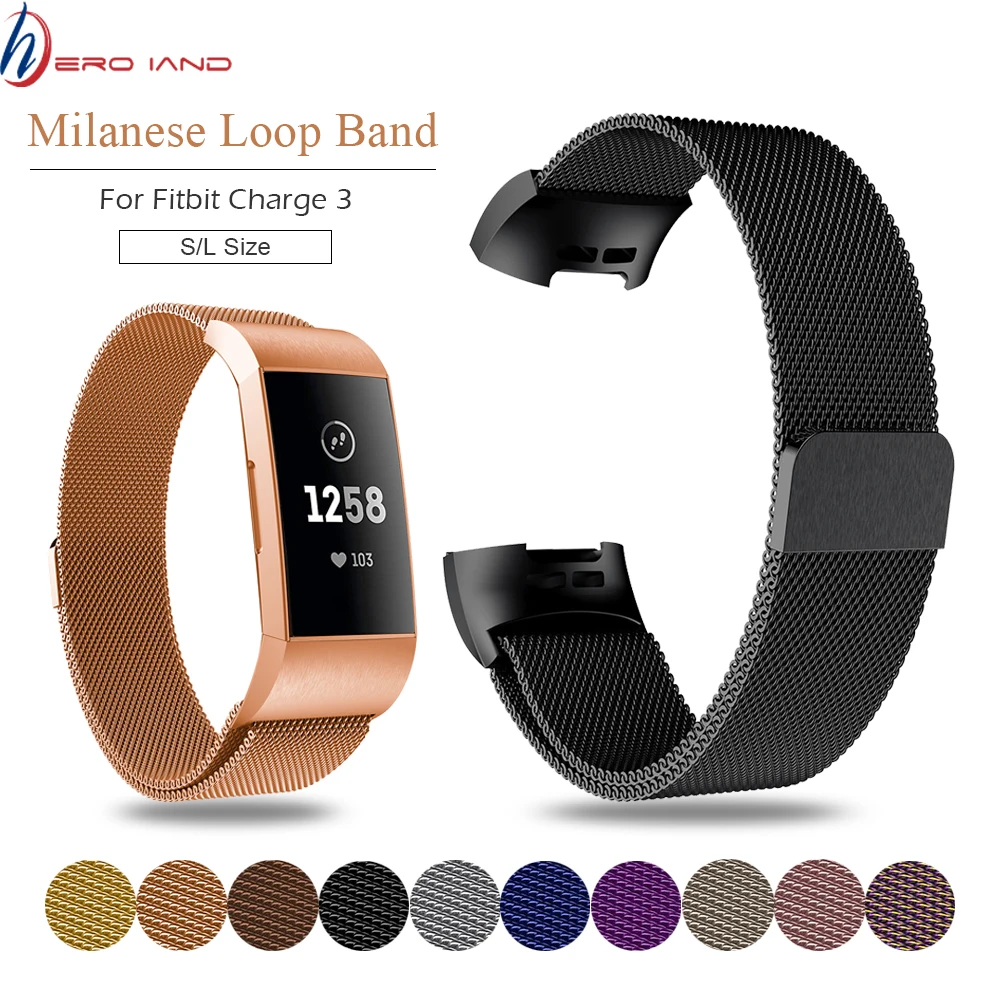 Металлический браслет из нержавеющей стали для Fitbit Charge 3 4 Миланский магнитный