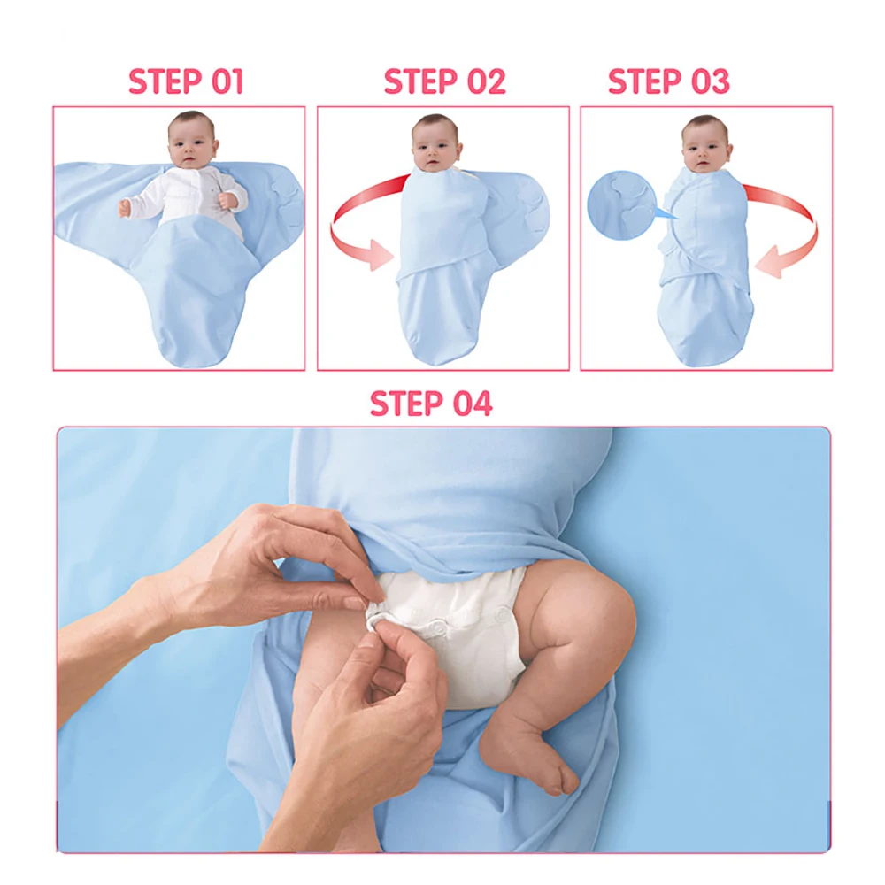

newborn swaddle baby envelope cocoon wrap blanket soft 100% cotton 0-6 months swaddling sleeping bag