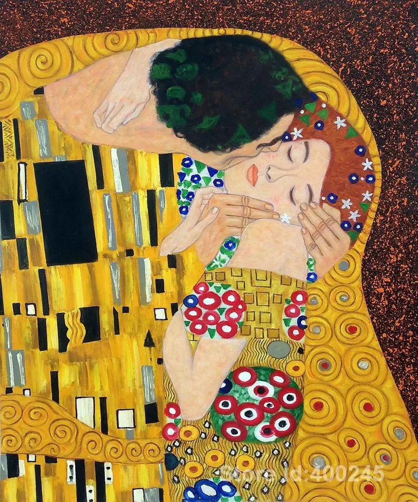 

Golden Painting The Kiss Details By Gustav Klimt Canvas Art Oil Reproduction Hand Painted High Quality Bedroom Modern Wall Decor