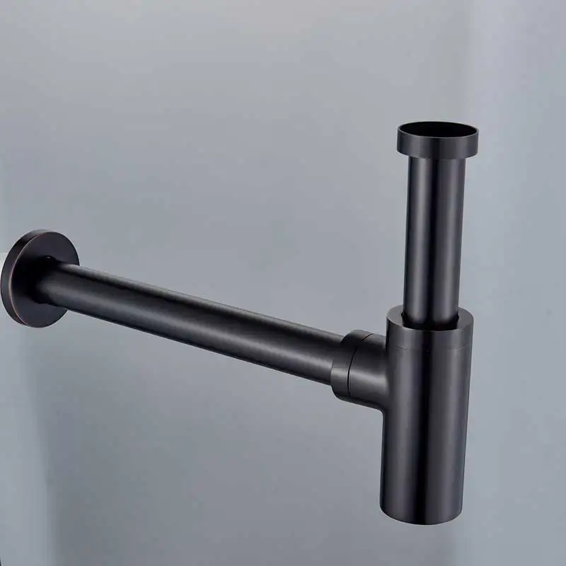 Black Siphon Only Atique Бронзовый Круглый сифон бутылка ловушка черный P-TRAP ванная комната туалетный труба РАКОВИНЫ отходов Латунь Всплывающие Слив с переливом - Цвет: Black Siphon Only