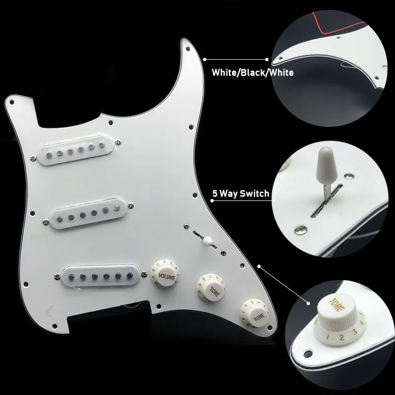 Одна катушка Alnico электрогитара Pickguard звукосниматели AlnicoLoaded Prewired 11 отверстий SSS красный/белый жемчуг белый аксессуары для гитары