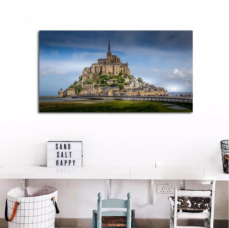 Пейзаж Мон Сен Мишель французский город украшение для гостиной Декор дома