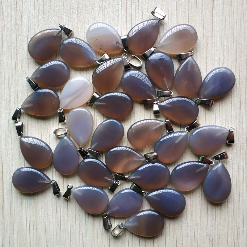 gray agate 50 шт./лот,, модные подвески из натурального камня в форме капли воды, подвески для ожерелья - Окраска металла: gray agate