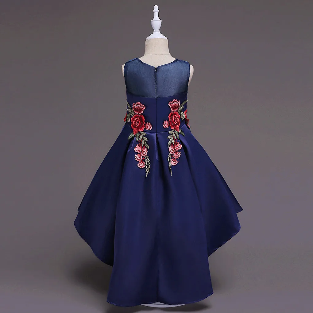 New 2019 Embroidered Dress Children's Wedding Clothing Trailing Princess Kids Dresses for Girls Floral Vestidos GDR483 | Детская