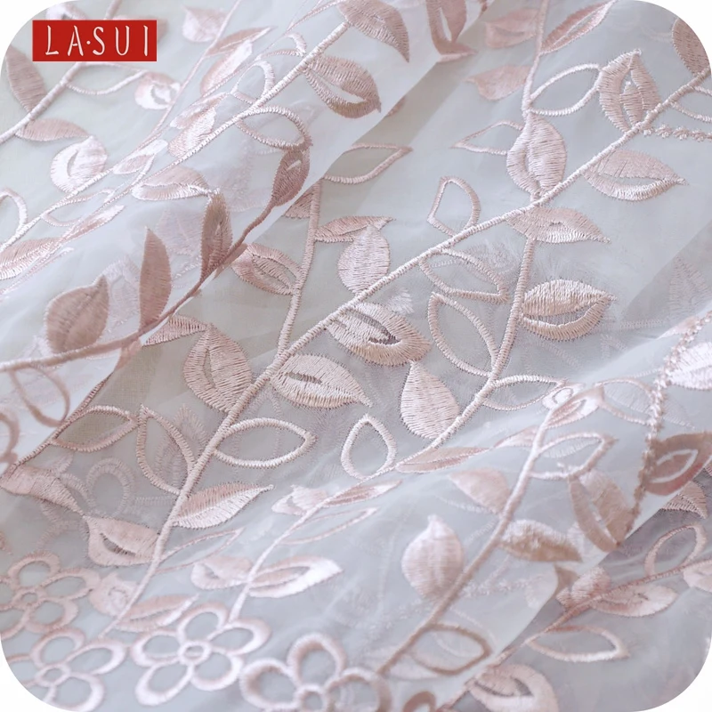 

LASUI Blue Apricot flowers Bilateral symmetry positioning embroidery Organza lace delicateness DIY clothes skirt good-looking