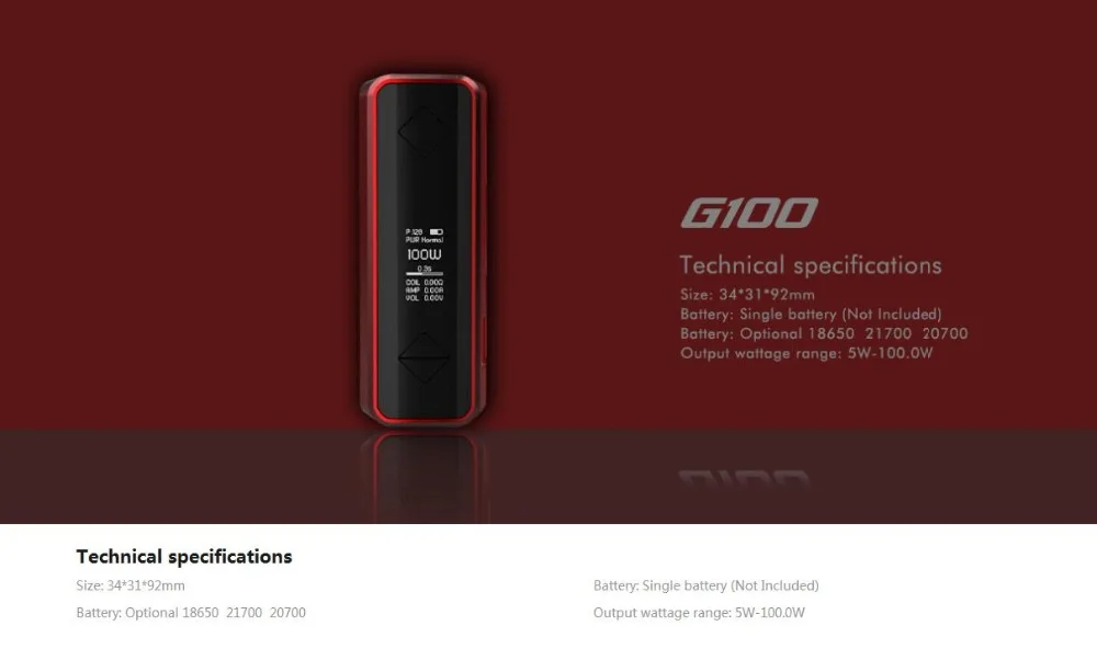 Электронные сигареты Hotcig G100 100 Вт TC Box Mod питание от одного 18650/20700/21700 Батарея электронная сигарета испаритель VS Hotcig RSQ Mod