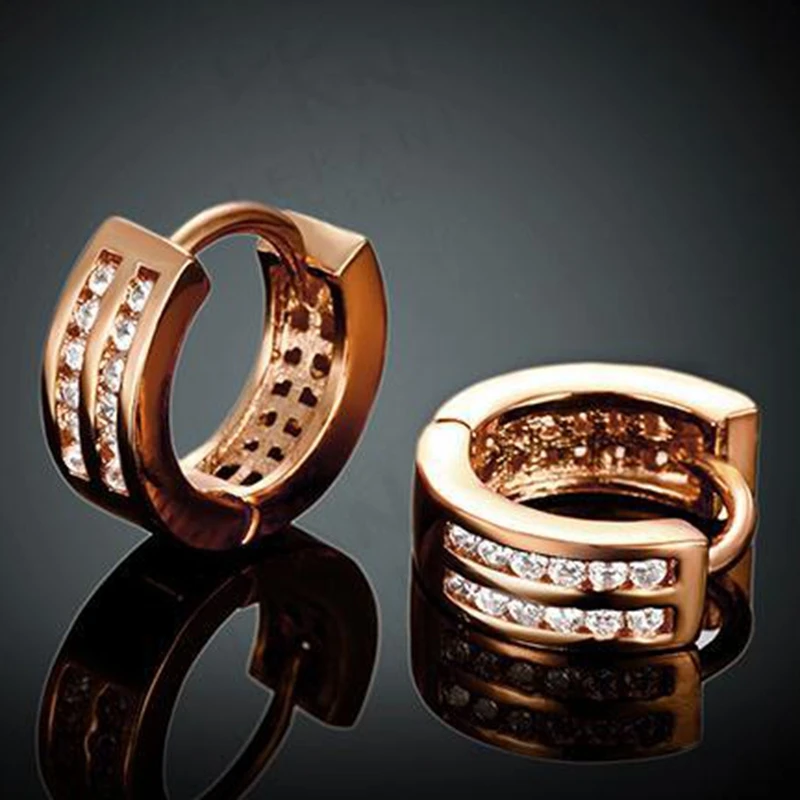 

Double Row fashionable Rose Gold Filled Womens Hoop Earrings