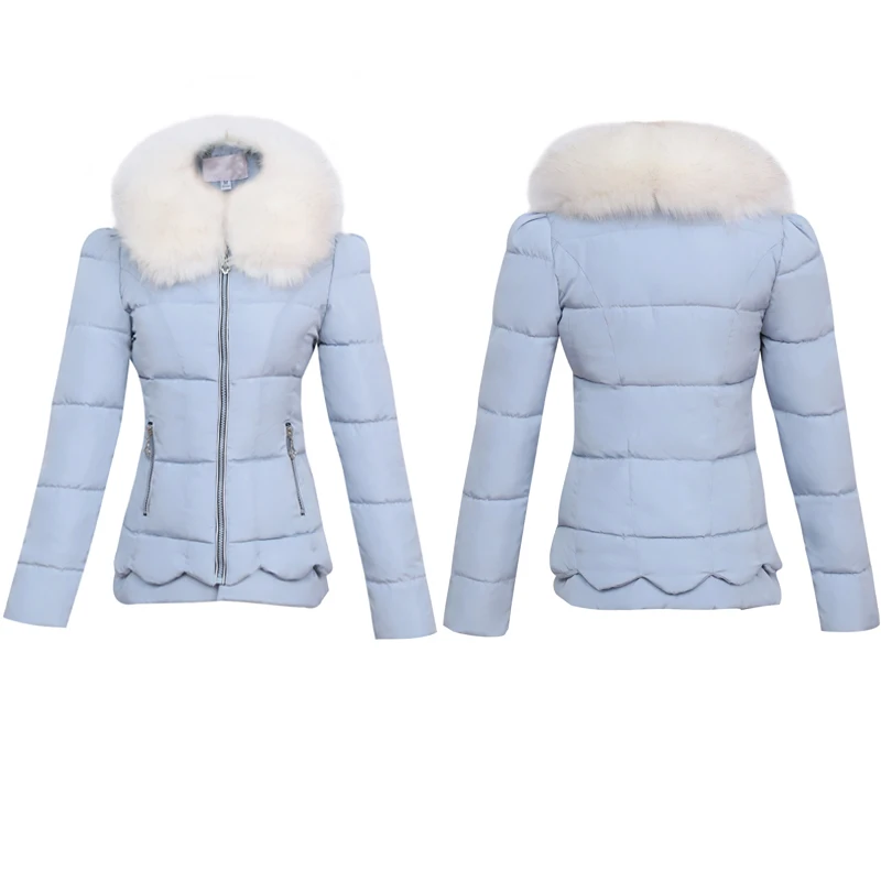 2019 Новое поступление зимняя женская куртка с белым меховым воротником милое
