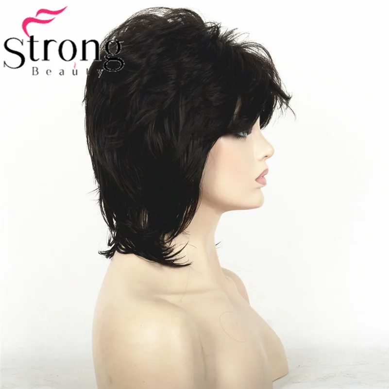 StrongBeauty короткий пушистый слоистый светильник коричневый высокий светильник ed Классический колпачок полный синтетический парик женские волосы парики