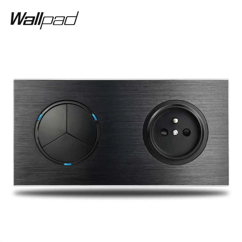 Настенная электрическая розетка Wallpad L6 черный сатиновый алюминий с 3 бандами