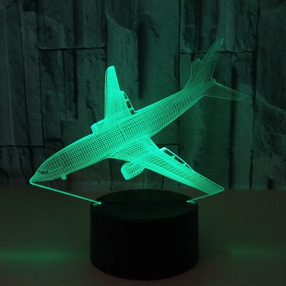 Красочный 3d светильник для посадки самолета Usb Led Сенсорная иллюзия ночной
