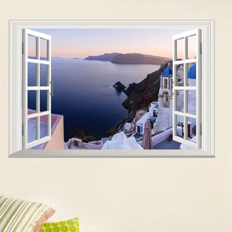 3D наклейка с красивым эркерным окном съемная домашний декор настенная Фреска