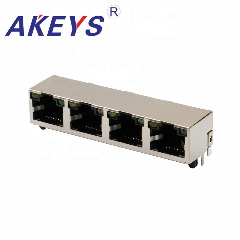 2 шт. 56 светодиодный 10/100/1000 base tx 90 градусов 1x4 порта экранированный разъем ethernet